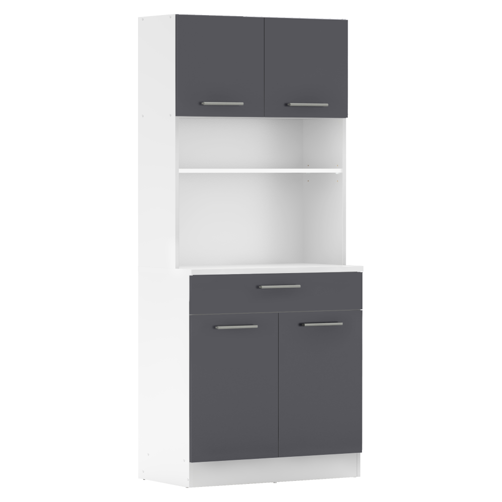 Čtyřdveřový kredenc, bílá/grafit, DOMIS NEW