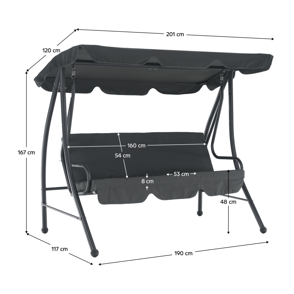 Zahradní houpačka, šedá, KEMI