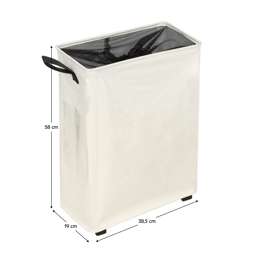 Skládací koš na prádlo s kolečky, béžová, PRIOR