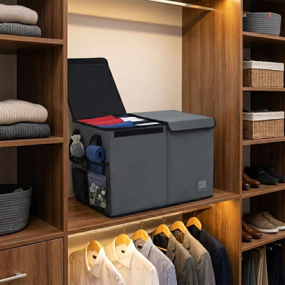 Skládací úložný box, černá, DETER