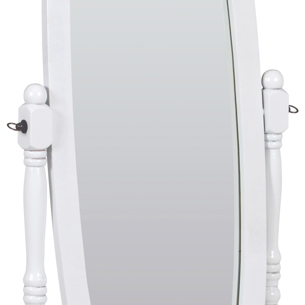 20124 WT - Zrcadlo stojací, v.151 cm, konstrukce z MDF, bílý matný lak
