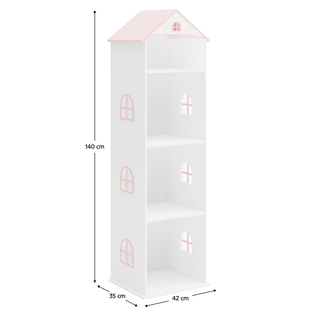 Dětská knihovna, bílá/růžová, MAISON TYP 2