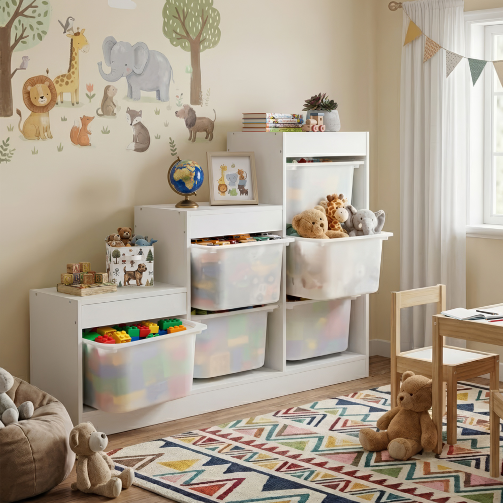 Regál pyramida, bílá, TRINIS