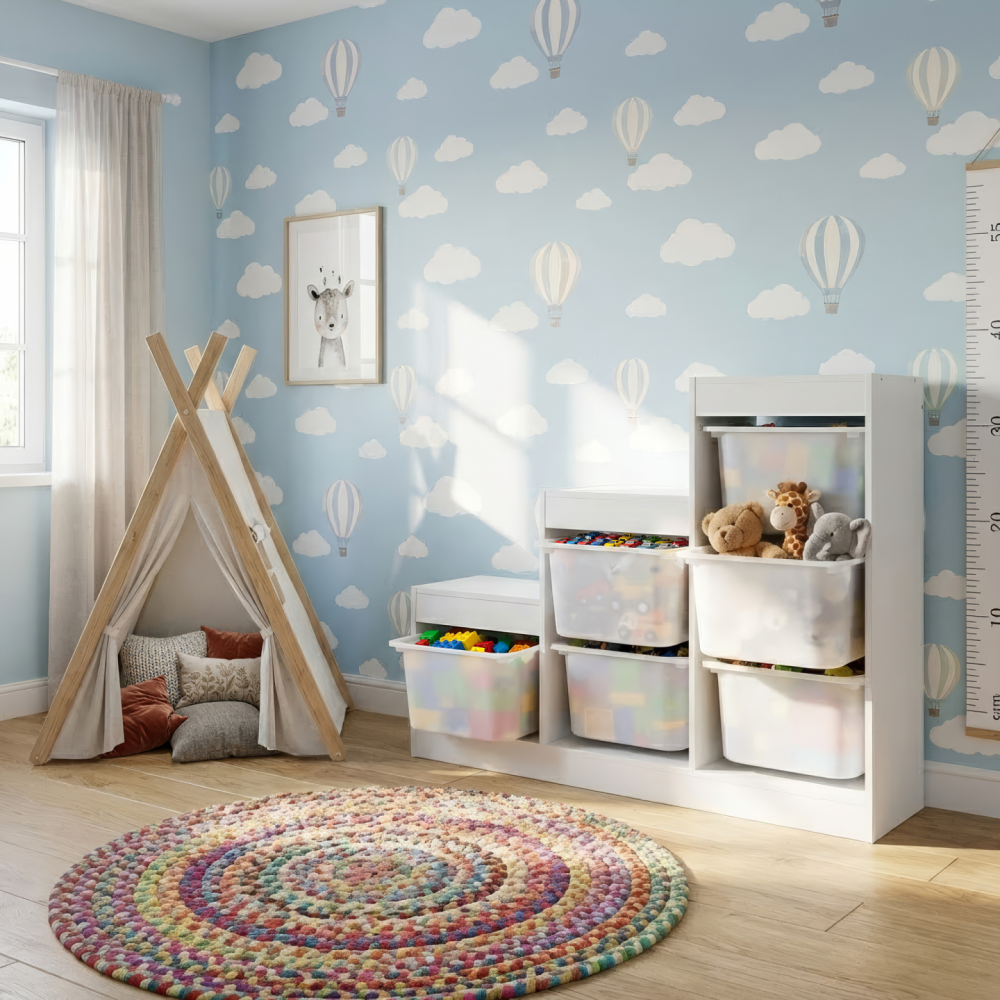 Regál pyramida, bílá, TRINIS