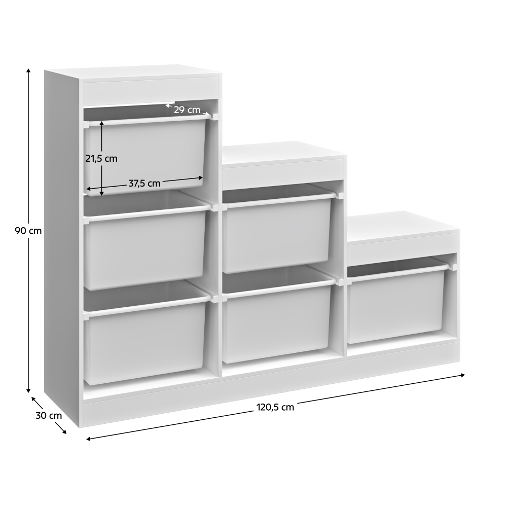 Regál pyramida, bílá, TRINIS