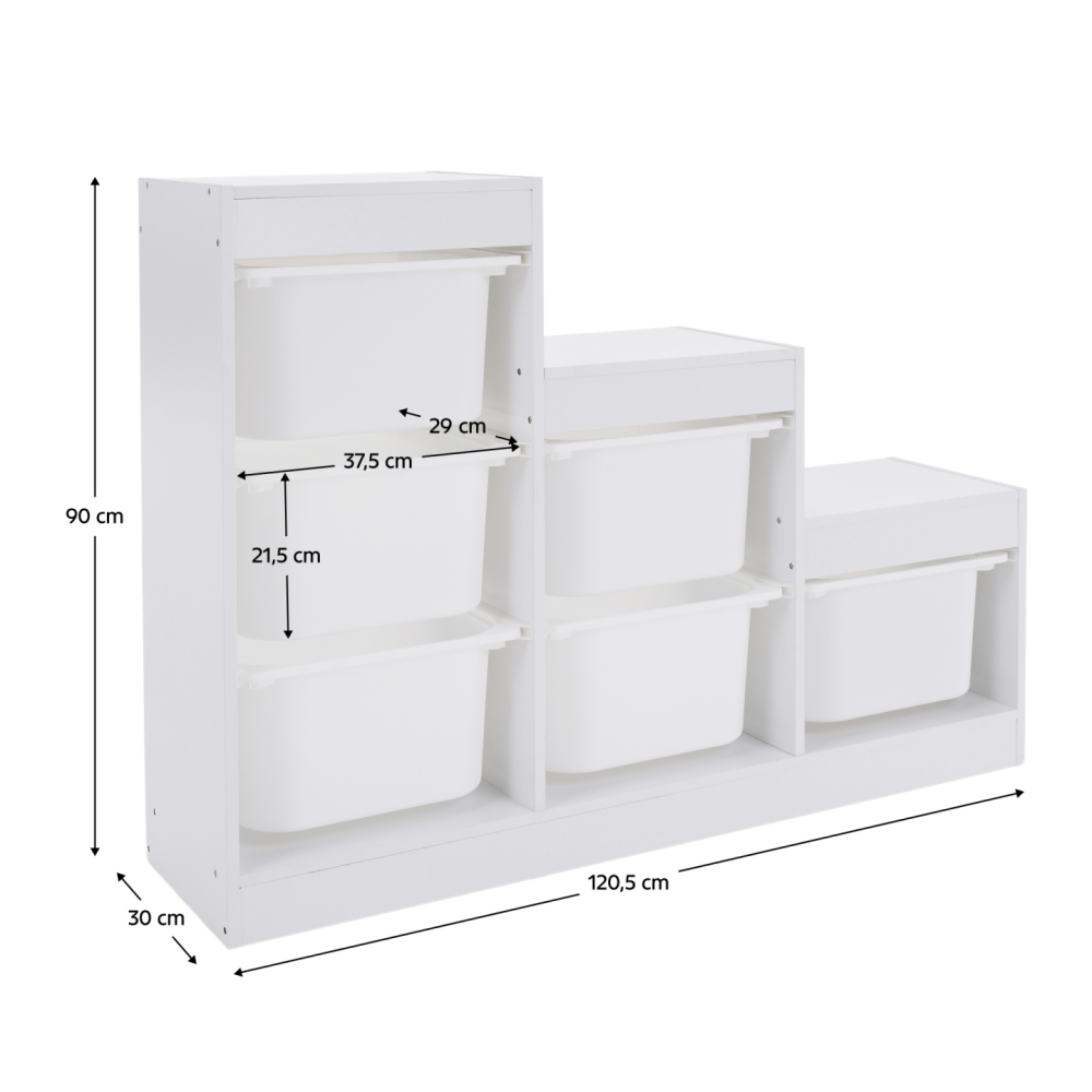 Regál pyramida, bílá, TRINIS