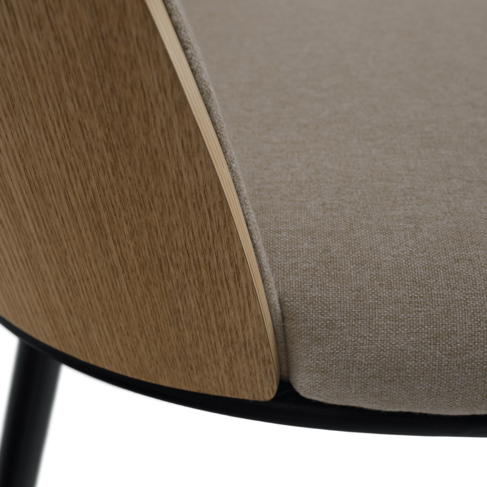 Jídelní židle, béžovohnědá/dřevo natural/černá, VUDIA