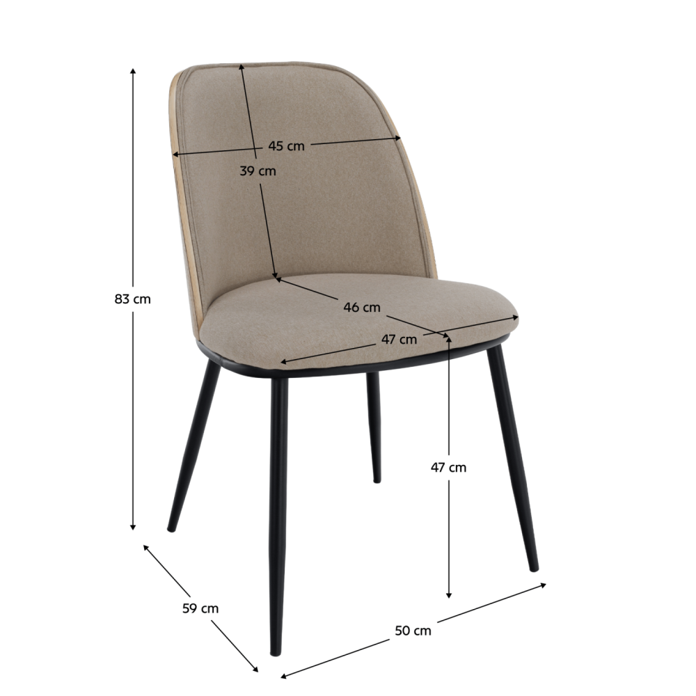 Jídelní židle, béžovohnědá/dřevo natural/černá, VUDIA