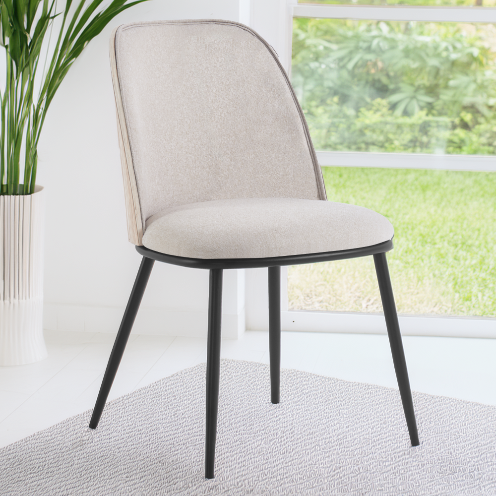 Jídelní židle, béžovohnědá/dřevo natural/černá, VUDIA