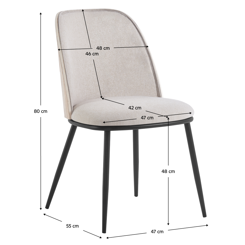 Jídelní židle, béžovohnědá/dřevo natural/černá, VUDIA