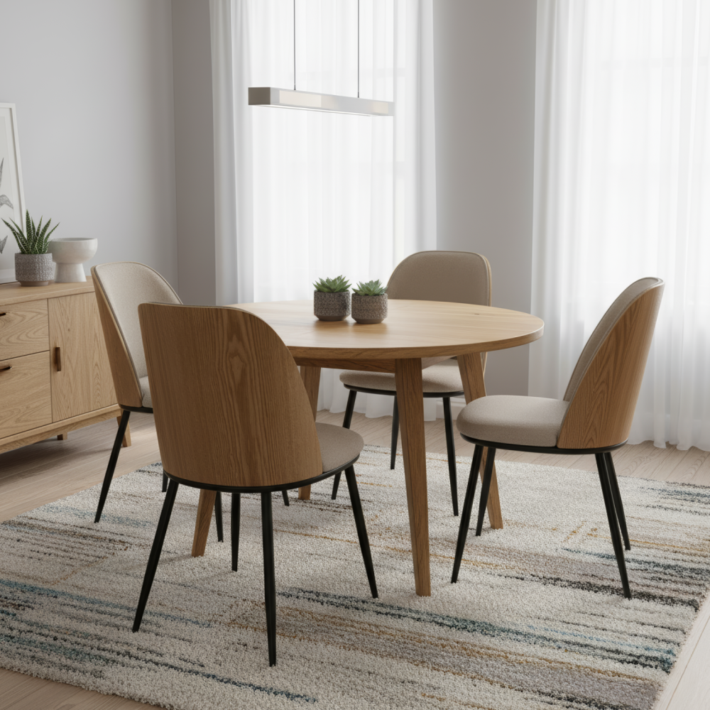 Jídelní židle, béžovohnědá/dřevo natural/černá, VUDIA