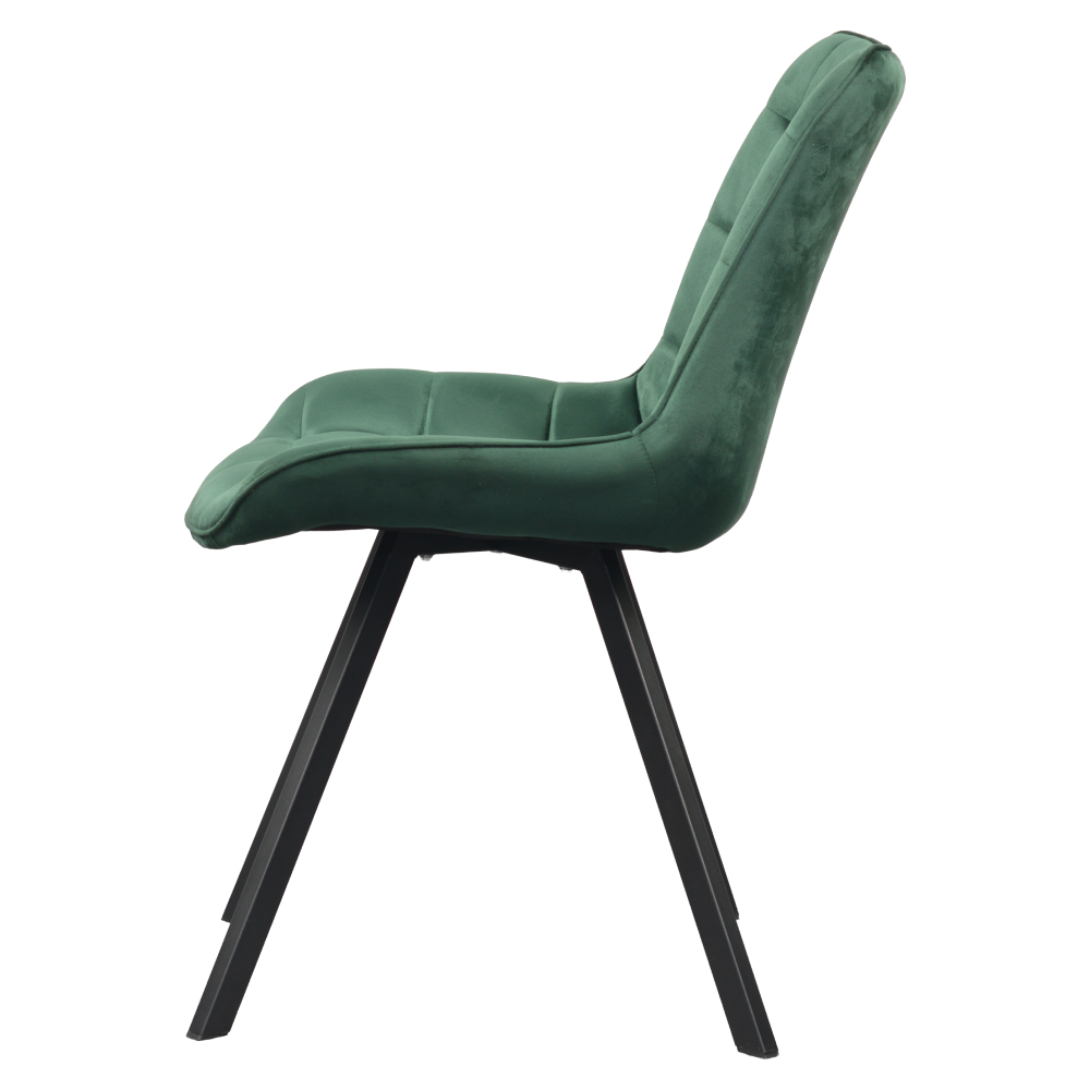 Jídelní židle, tmavě zelená Velvet látka/černá, SAMIRA