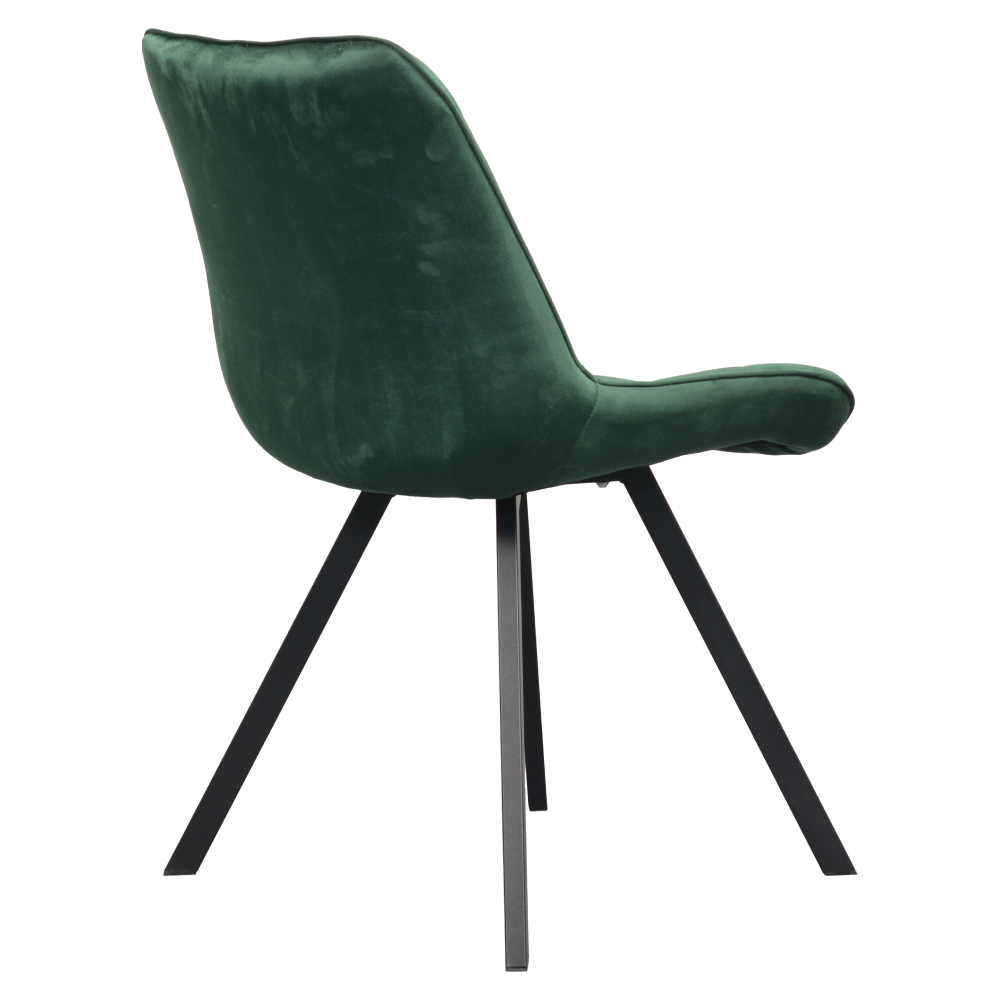 Jídelní židle, tmavě zelená Velvet látka/černá, SAMIRA