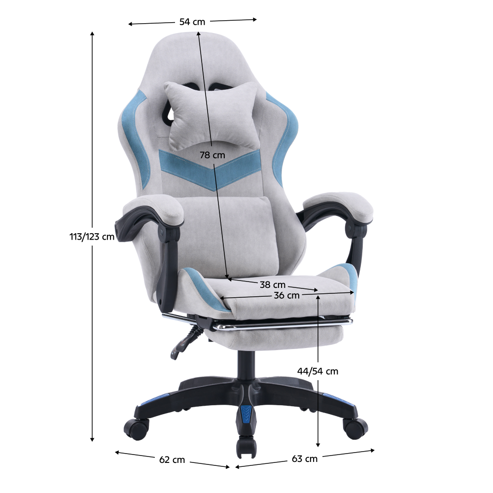 Kancelářské/herní křeslo, šedá/modrá, ZODIA