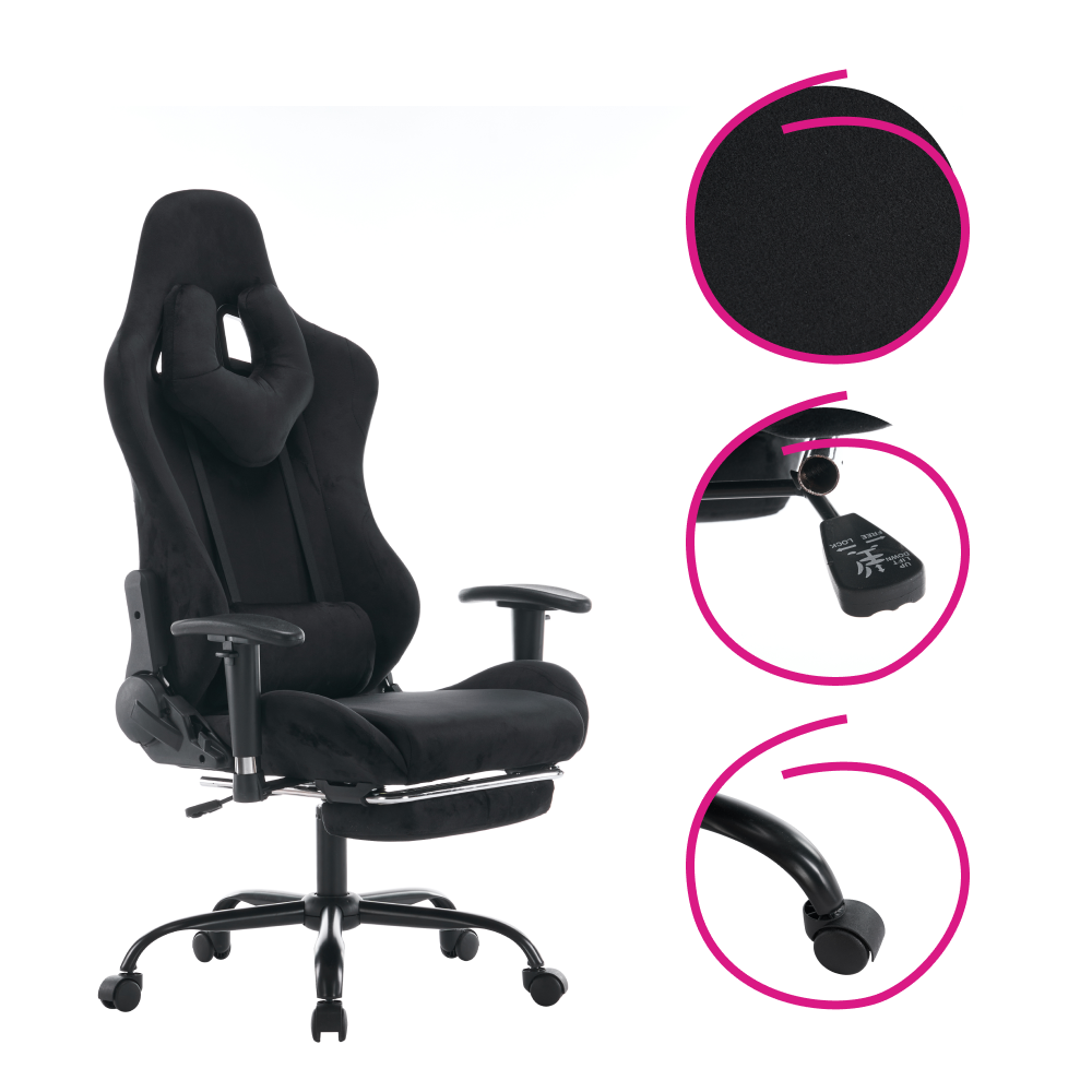 Kancelářské/herní křeslo, černá Velvet látka, SALOP