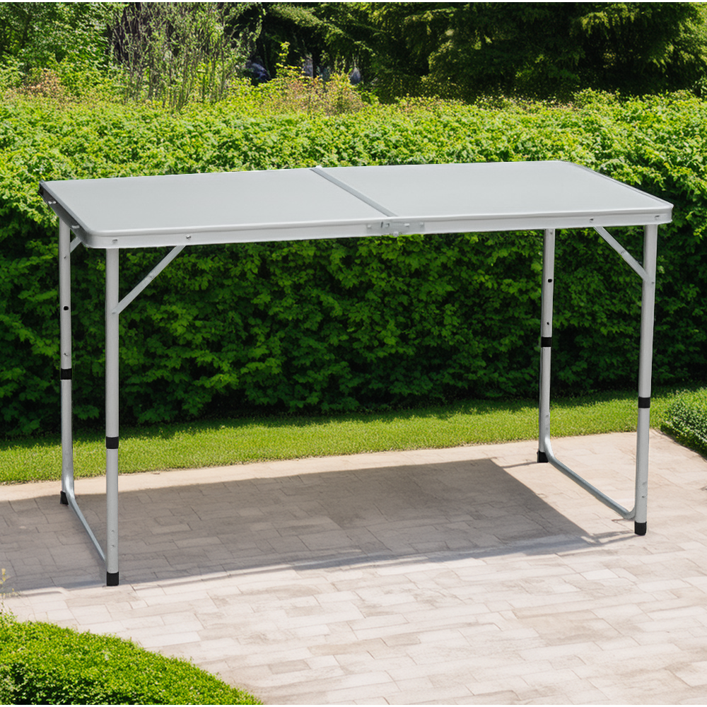 Skládací kempinkový stůl, 120 cm, hliník/MDF, KEPI TYP 1