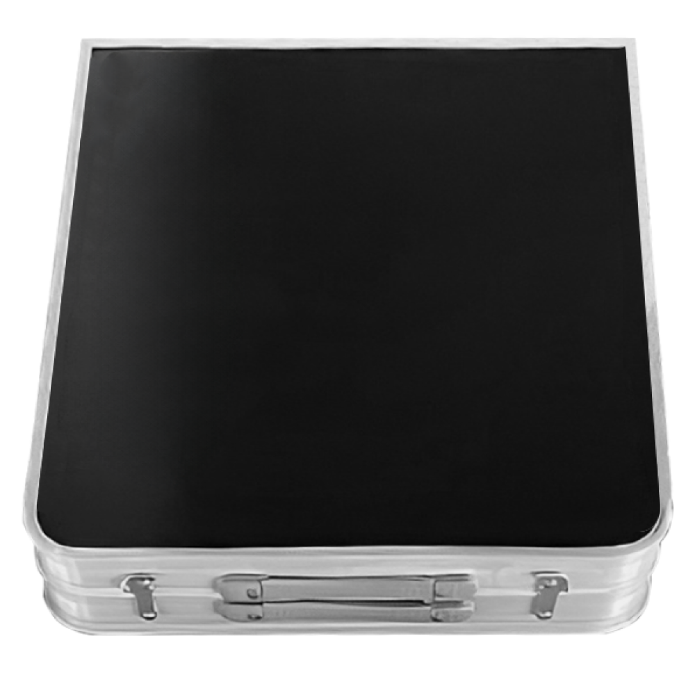 Skládací kempinkový stůl s organizérem, 120 cm, hliník/MDF, KEPI TYP 3