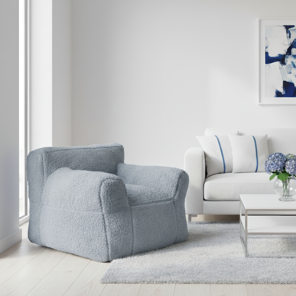 Sedací vak, světlešedá kožešina, JAMO