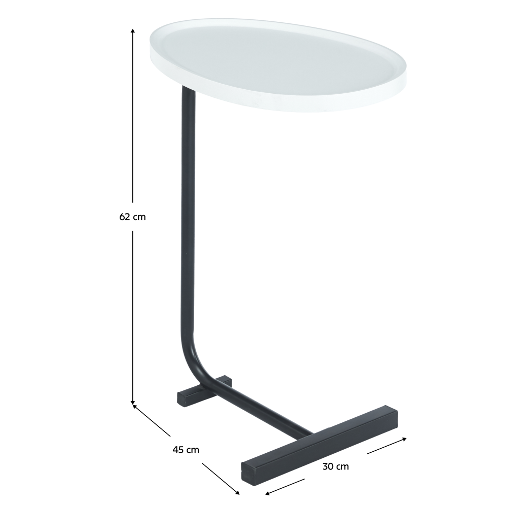 Příruční stolek, bílá/černá, ABERY