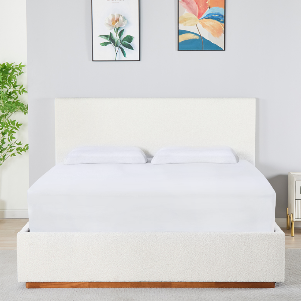 Postel s roštem a úložným prostorem, 160x200, bílá, NUVOLA