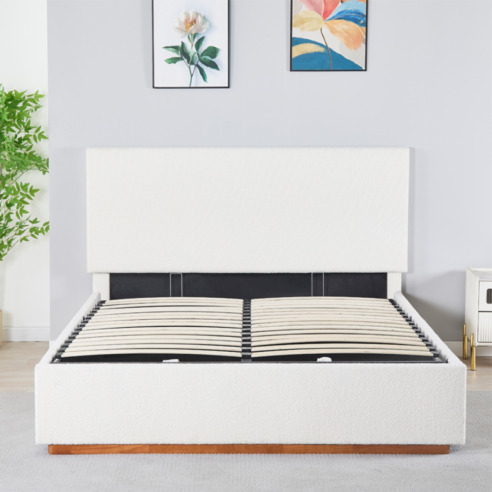 Postel s roštem a úložným prostorem, 180x200, bílá, NUVOLA