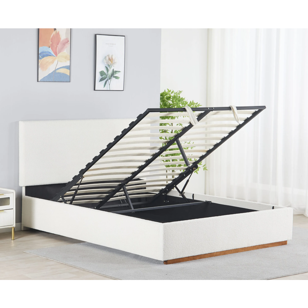 Postel s roštem a úložným prostorem, 180x200, bílá, NUVOLA