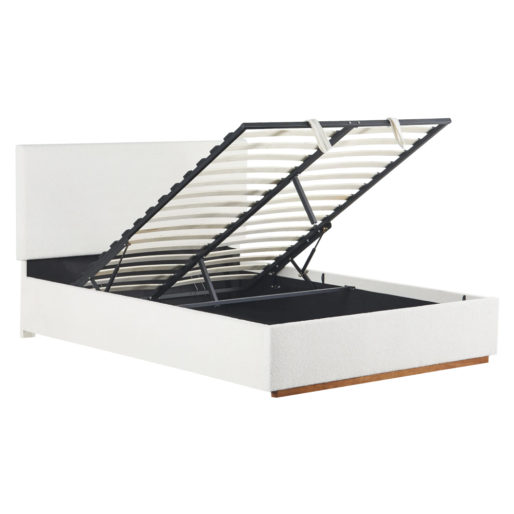 Postel s roštem a úložným prostorem, 180x200, bílá, NUVOLA