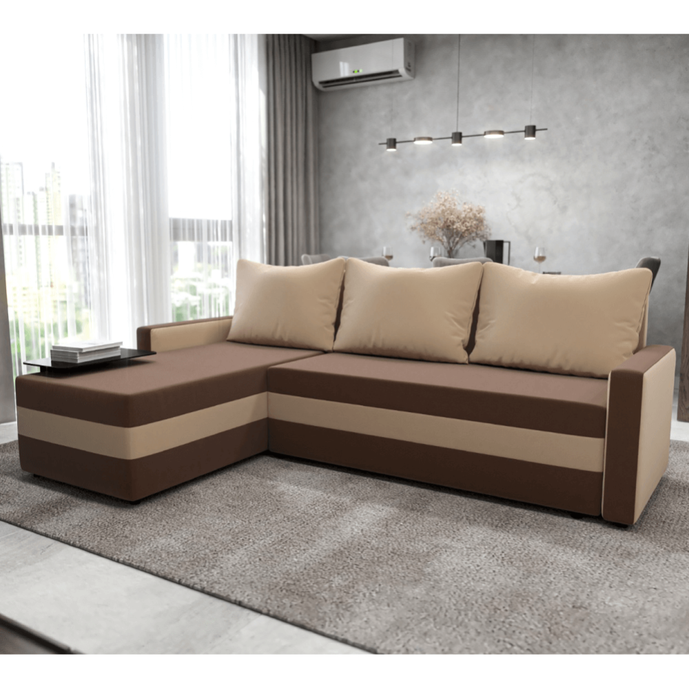 Univerzální sedací souprava, hnědá/béžová, PAULITA NEW