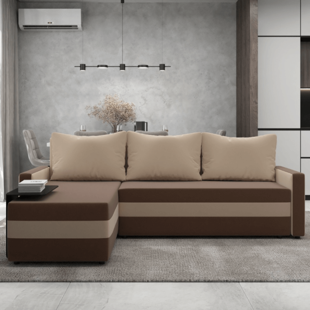 Univerzální sedací souprava, hnědá/béžová, PAULITA NEW