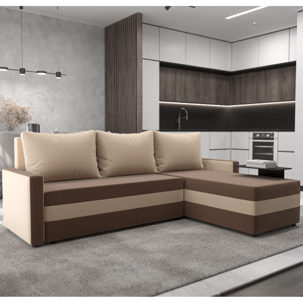 Univerzální sedací souprava, hnědá/béžová, PAULITA NEW