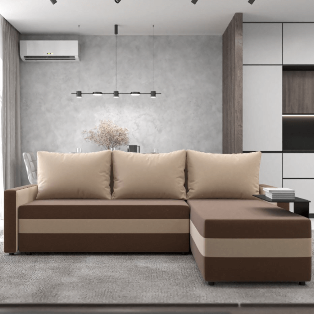 Univerzální sedací souprava, hnědá/béžová, PAULITA NEW