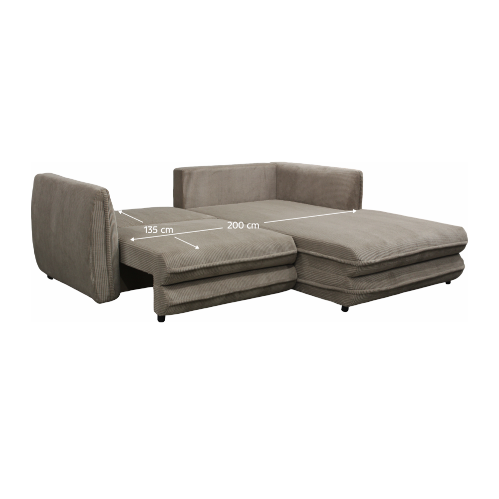 Rozkládací sedací souprava, béžovošedá Taupe, pravá, BUSTER ROH