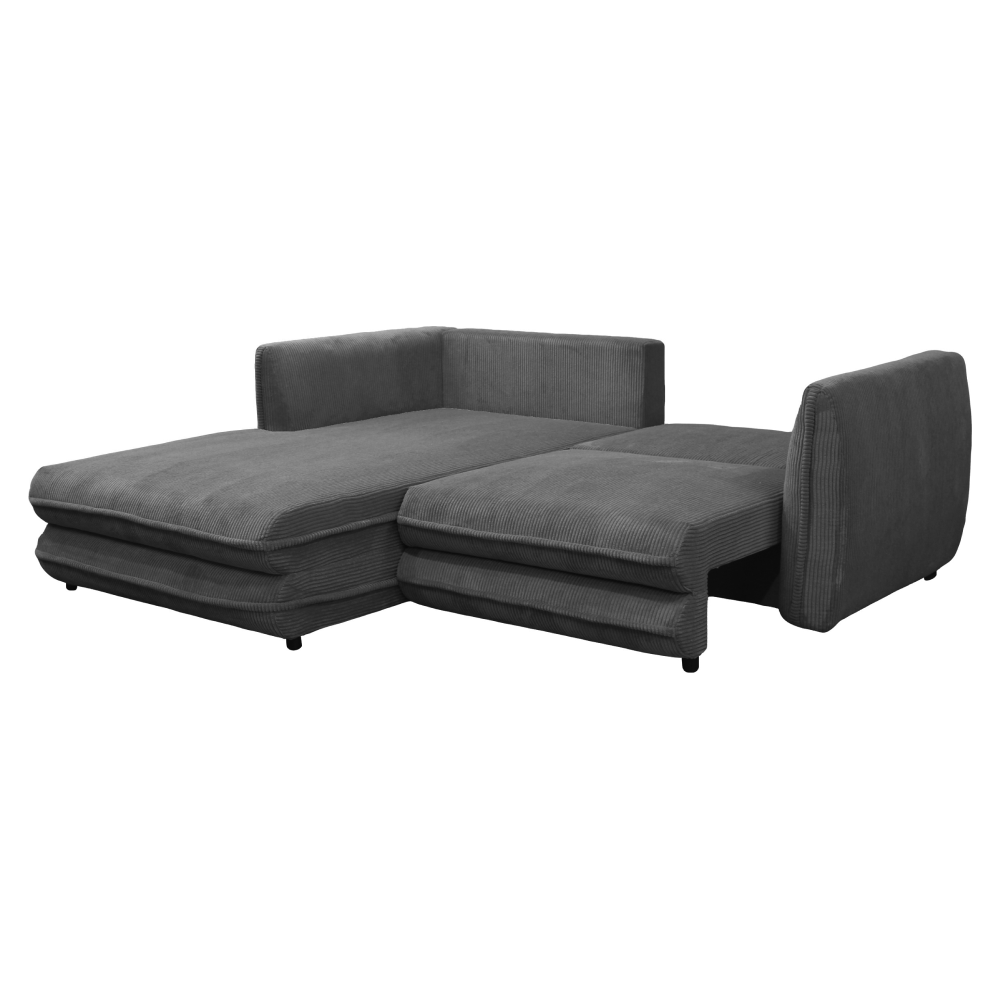 Rozkládací sedací souprava, šedá, levá, BUSTER ROH