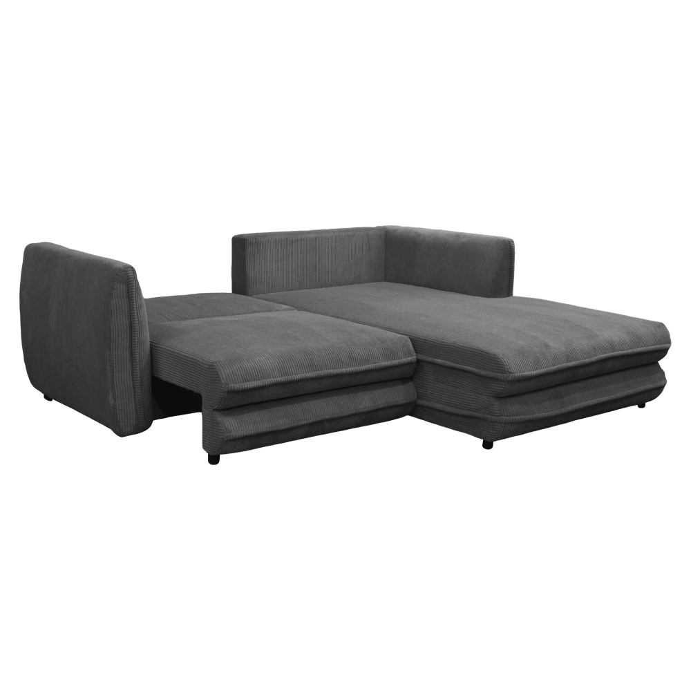 Rozkládací sedací souprava, šedá, pravá, BUSTER ROH