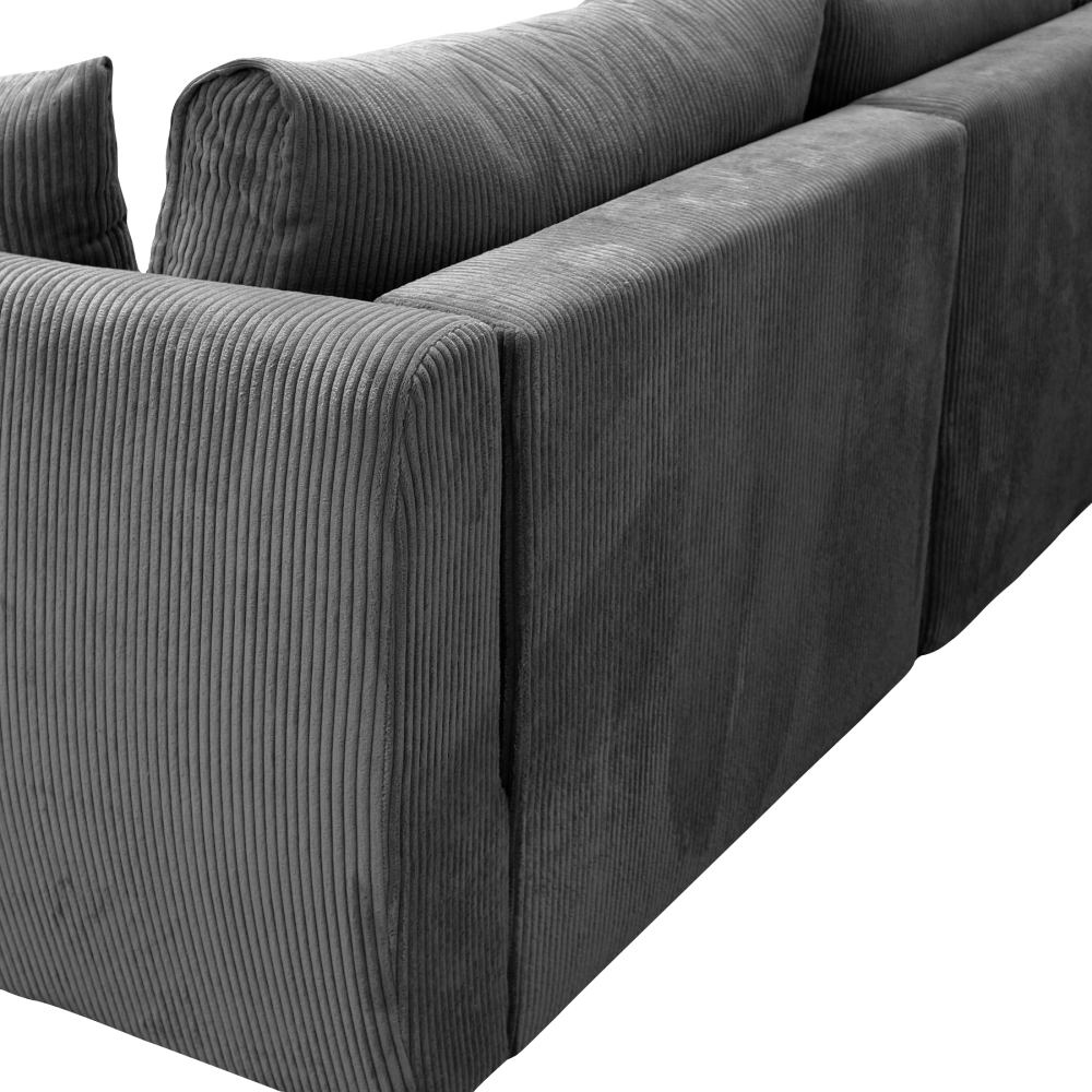 Rozkládací sedací souprava, šedá, pravá, BUSTER ROH