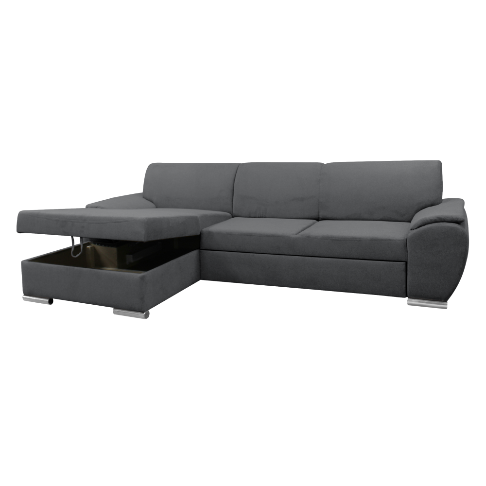 Sedací souprava, šedá látka, levá, PEDRA ROH