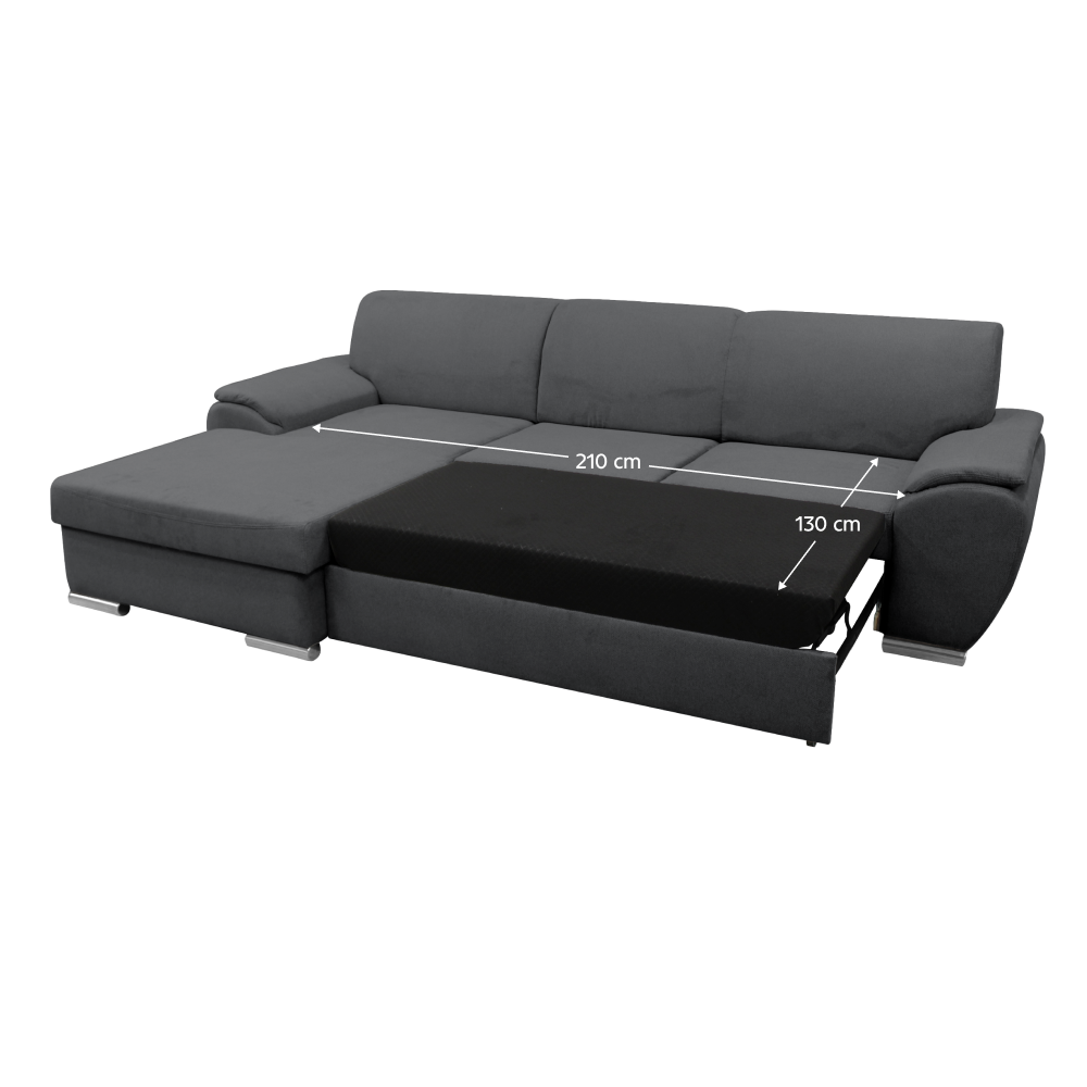 Sedací souprava, šedá látka, levá, PEDRA ROH