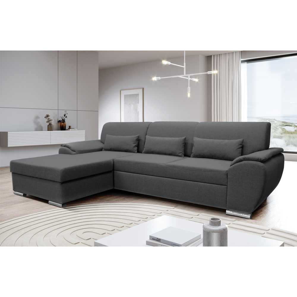 Sedací souprava, šedá látka, levá, PEDRA ROH