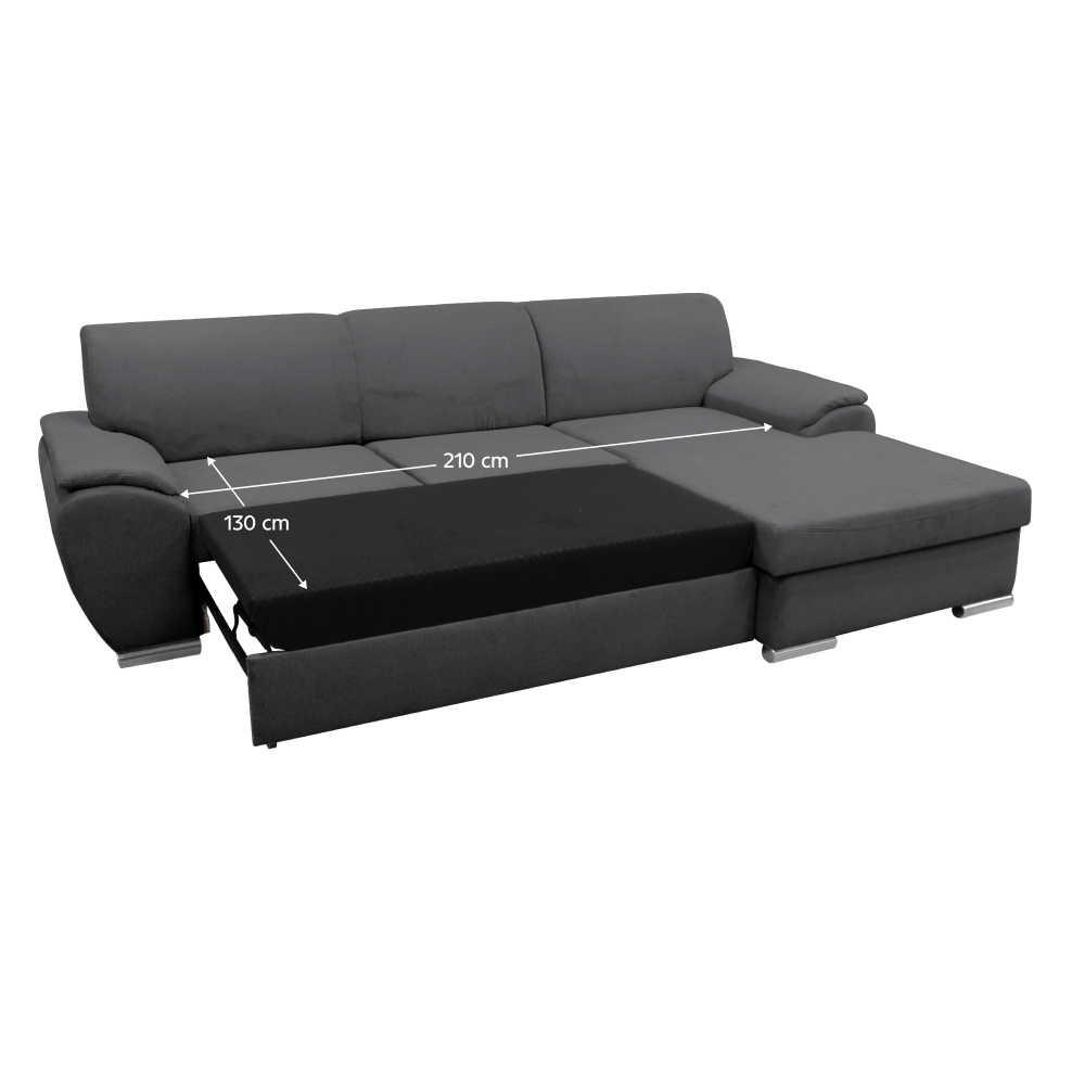 Sedací souprava, šedá látka, pravá, PEDRA ROH