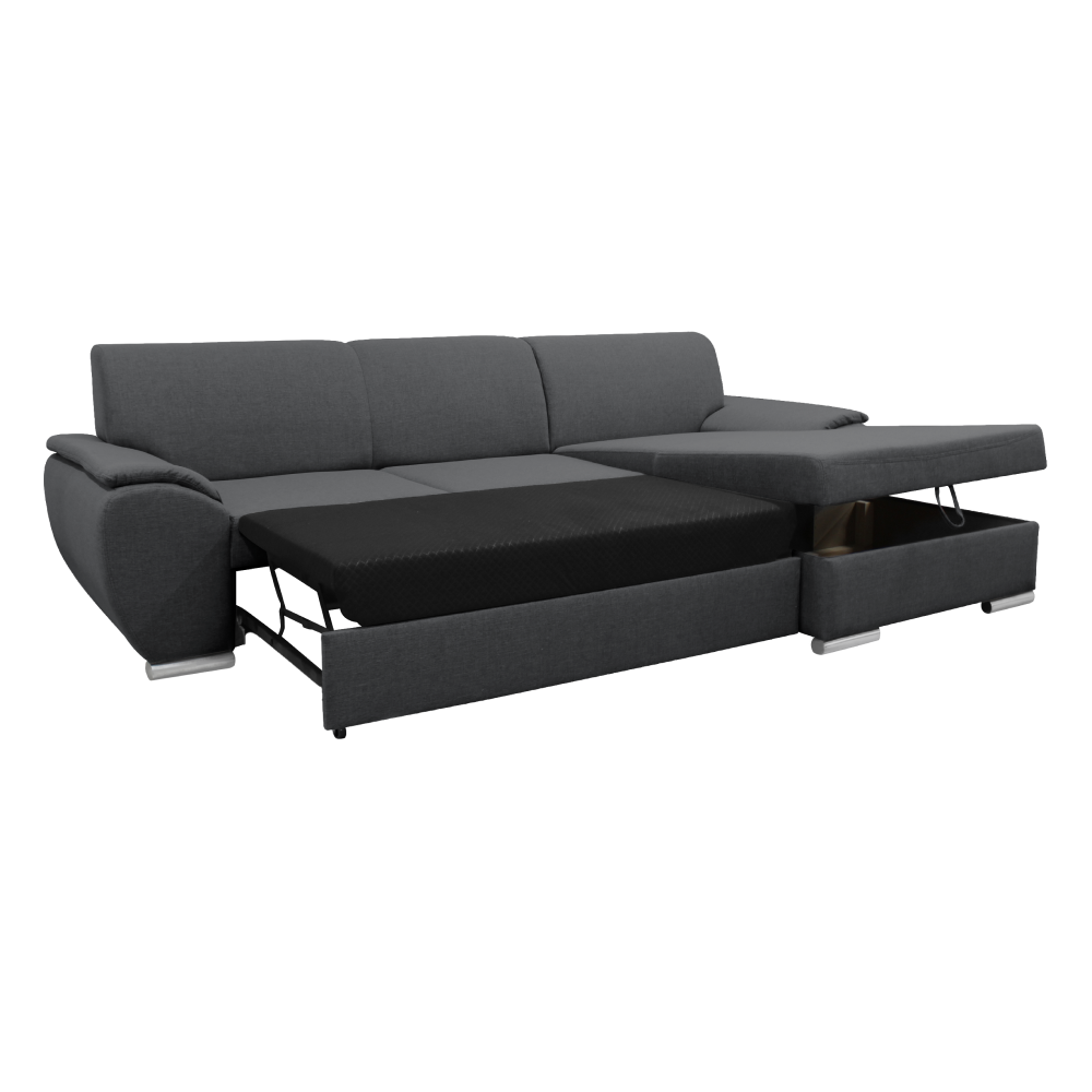 Sedací souprava, šedá látka, pravá, PEDRA ROH