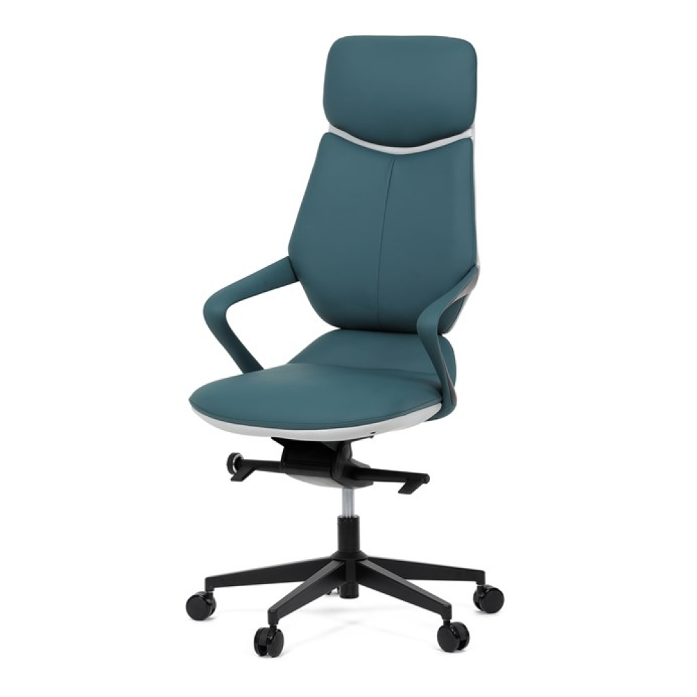 KA-T8426 GRN - Kancelářské křeslo, houpací mechanismus, modrá ekokůže, KA-T8426 GRN
