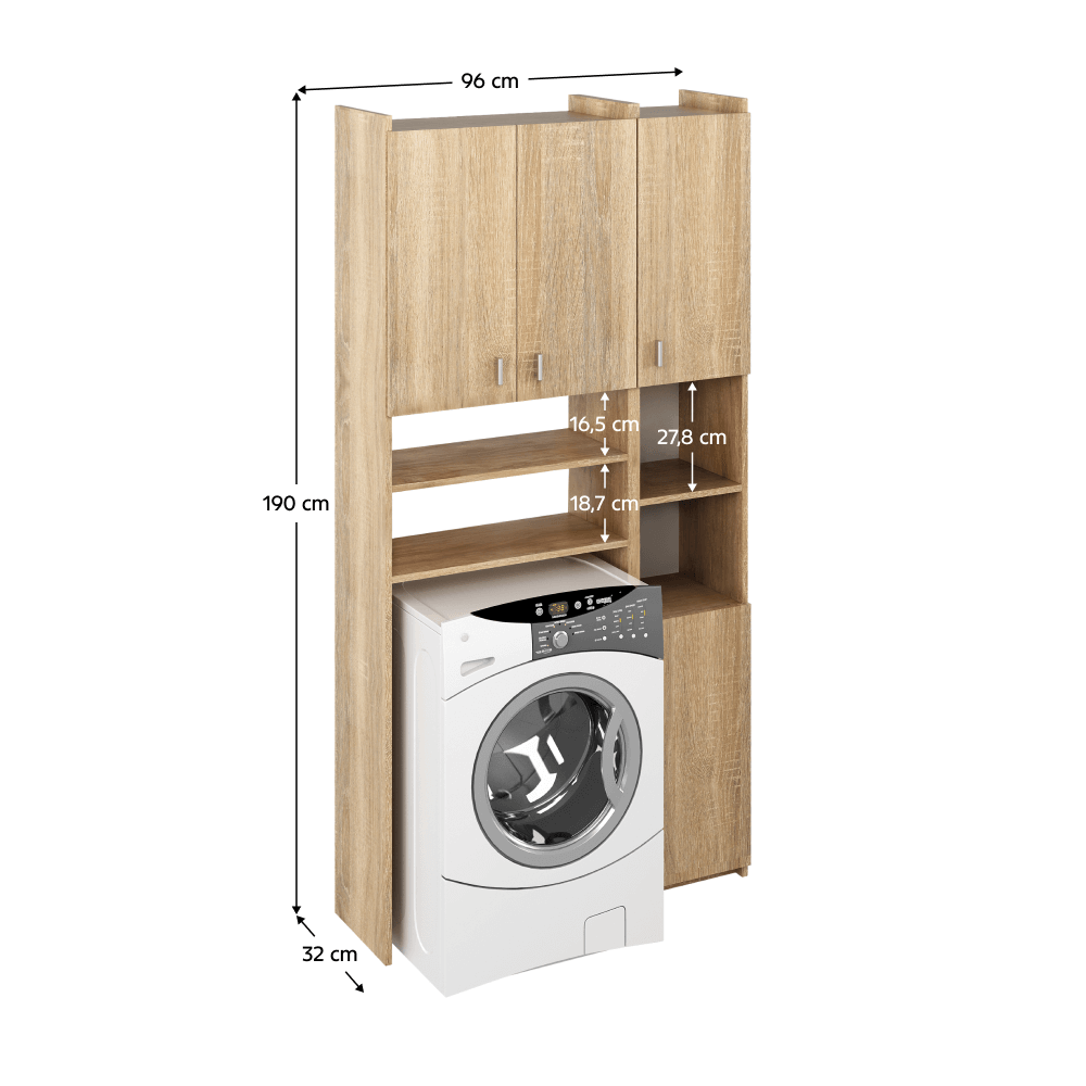 Skříňka nad pračku s regálem, dub sonoma, MIRALI