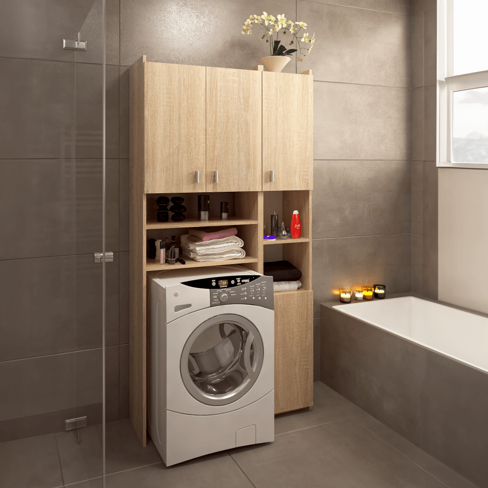 Skříňka nad pračku s regálem, dub sonoma, MIRALI