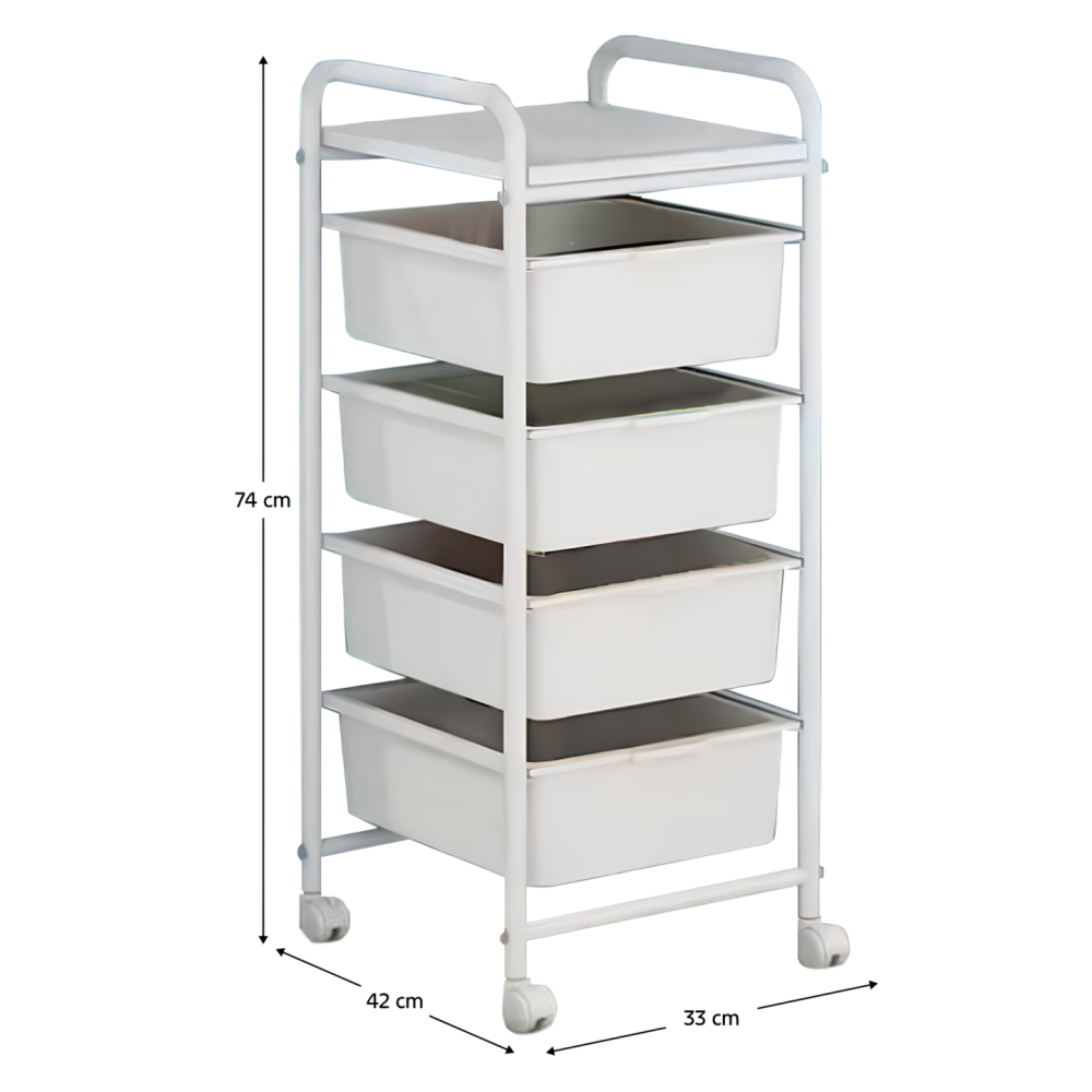 Pojízdný regál, bílá, SUFIK