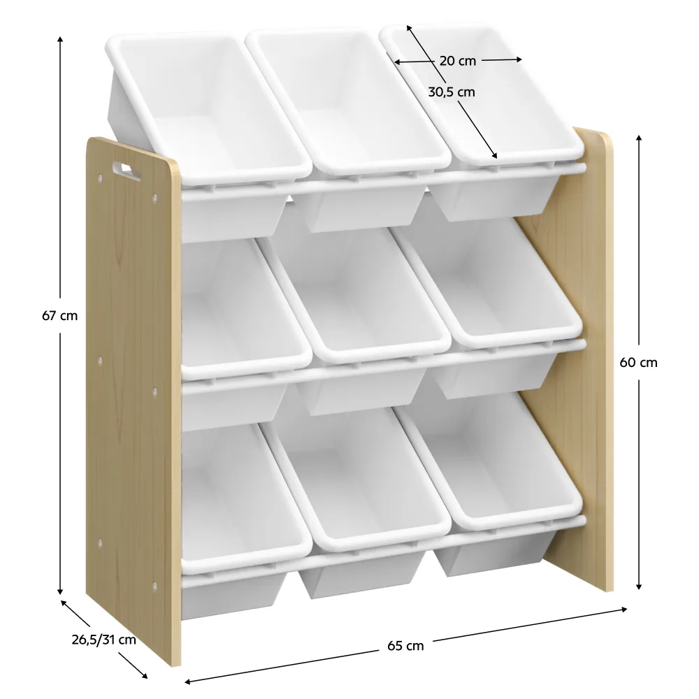 Organizér/regál na hračky, přírodní/bílá, BOIS