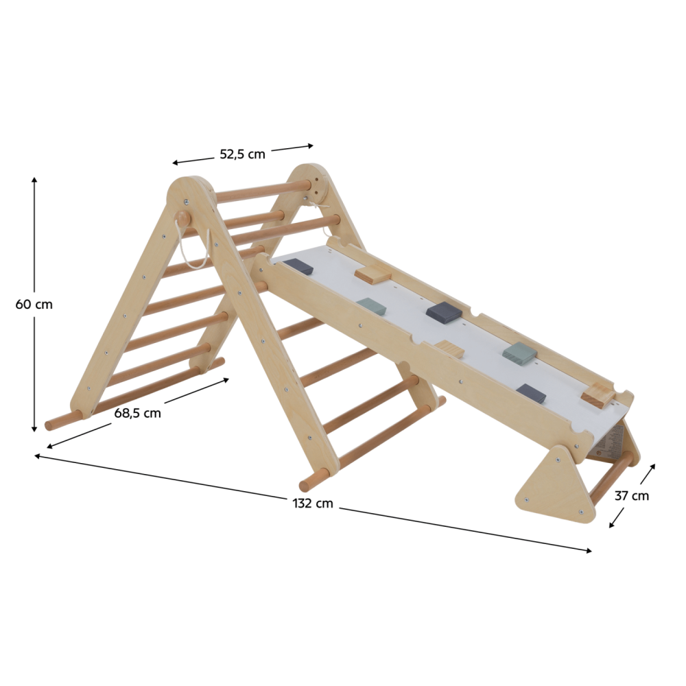 Montessori Piklerové trojúhelník 3v1, přírodní/mix barev, OPRIN