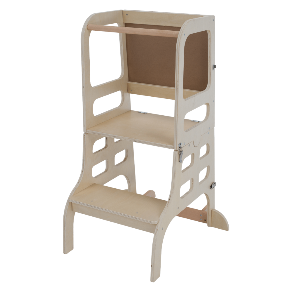 Montessori učící věž 3v1 s tabulí, přírodní, MAGAN