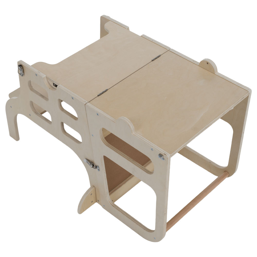 Montessori učící věž 3v1 s tabulí, přírodní, MAGAN