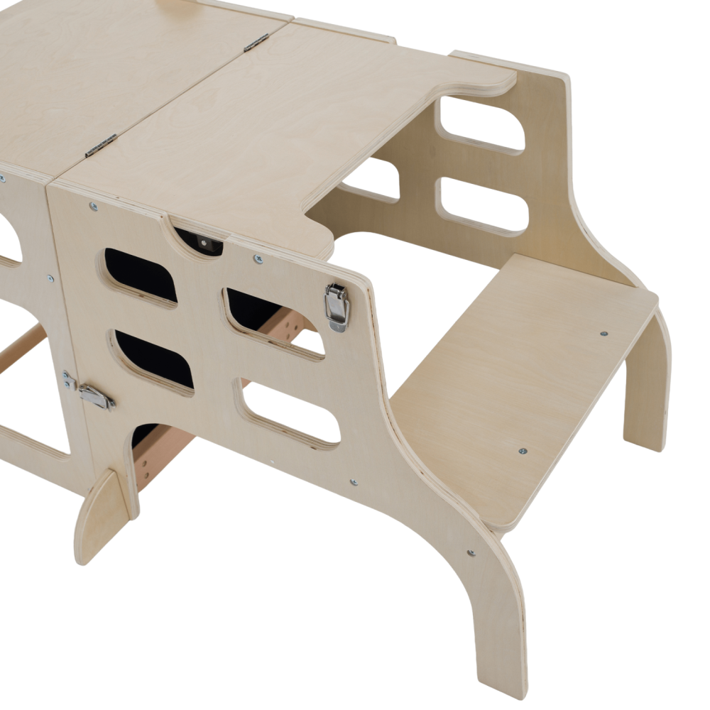 Montessori učící věž 3v1 s tabulí, přírodní, MAGAN