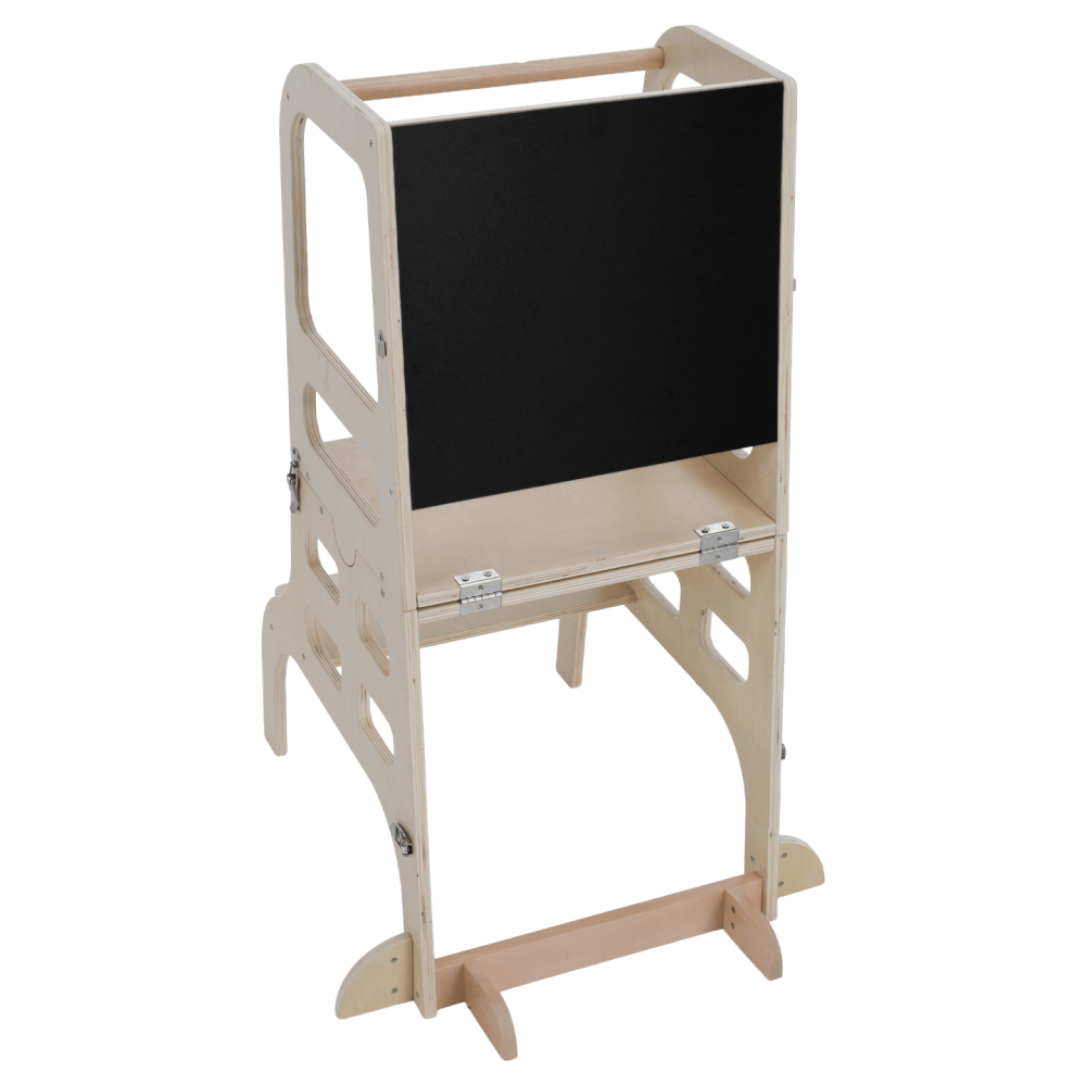 Montessori učící věž 3v1 s tabulí, přírodní, MAGAN